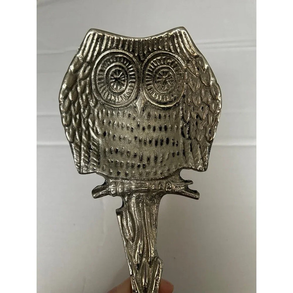 Metal Owl Spoon Rest Laddle Rest Silver Color - Picture 3 of 11